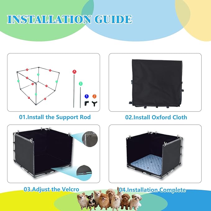 Dog Pee Pad Holder Tray with Washable Pee Pad - Foldable Indoor Potty Station for Small to Medium Dogs, Portable & Reusable Litter Box with High Walls (Small)