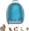 Transparent Parrot Backpack,12 Holes Ventilate Space Capsule Carrier,Stick Wooden Standing Perch,Portable Double Shoulder Outdoor Pet Backpack Carrier for Birds and Pets (Light Blue,Without Stick)