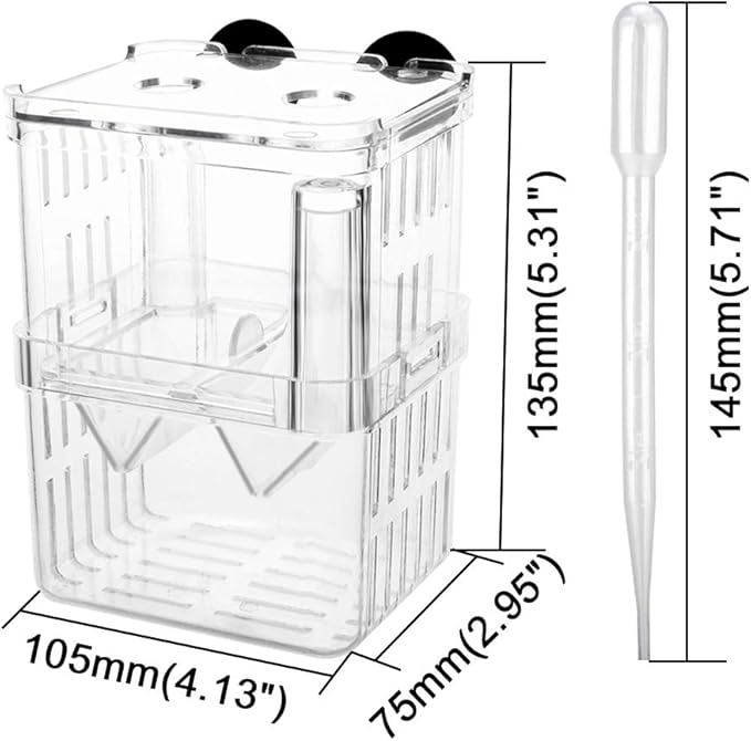 Senzeal Aquarium Fish Breeder Box Plastic Fish Isolation Breeding Box Hatching Incubator Box for Baby Fishes Shrimp Clownfish Guppy