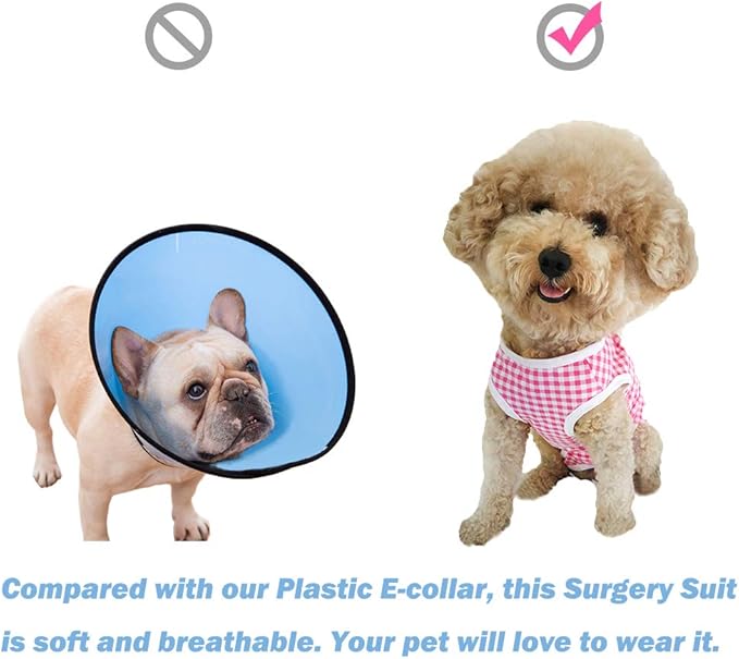 Dog’s Recovery Suit Post Surgery Shirt for Puppy, Wound Protective Clothes for Little Animals(red spot-XL)