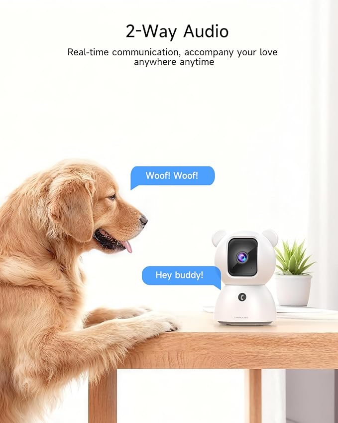 2.5K Camera for Home Security, Non-Subscription AI Human/Pet/Crying Detection, 4MP Dog/Cat/Pet Camera Indoor with Phone App, Pan Tilt 2.4G WiFi Indoor Cameras, IR Night Vision, Full Duplex 2-Way Audio
