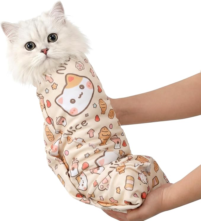 27.6 In Cat Grooming Wrap Self-Adhesive, Cat Wrap for Cutting Nails, Orange Anti-Escape Cat Restraint for Nail Clipping Cat Swaddle Wrap Cat Wrapping Cloth for Pet Cleaning and Beauty (Within 15lbs)