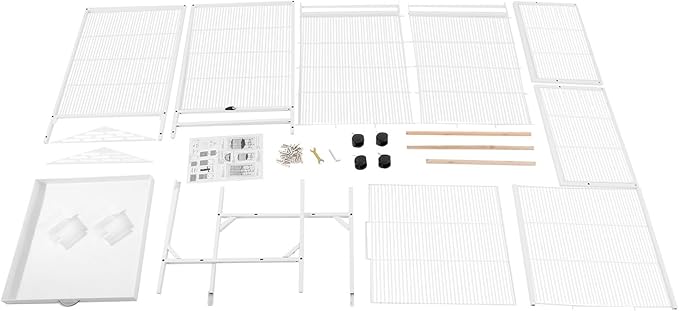 Bird Cage with Wheels, Breeding Cage Wrought Iron Flight Cage with Wooden Stand, Removable Tray & Feeding Bowls for Parrots, Canaries, Lovebirds Finches, 18" L x 18" W x 54" H