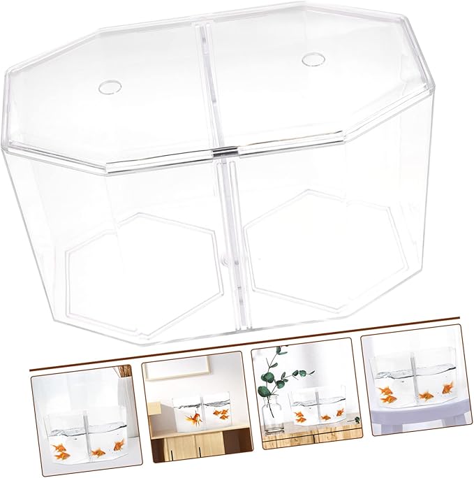 ARTIBETTER Transparent Fish Isolation Tank Two Compartments High- Breeding Box for Betta and Small Fish Aquarium Incubator for Spawning and