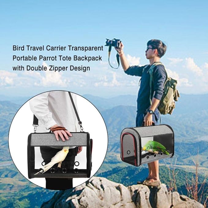 Bird Carriers Bird Travel Carrier Transparent Bird House Portable Parrot Tote Backpack With Double Zipper Design Bird Cage 1Pcs
