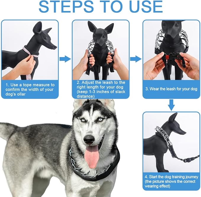 CBBPET Dog Prong Collar, Adjustable Dog Training Collar with Quick Release Buckle for Small Medium Large Dogs