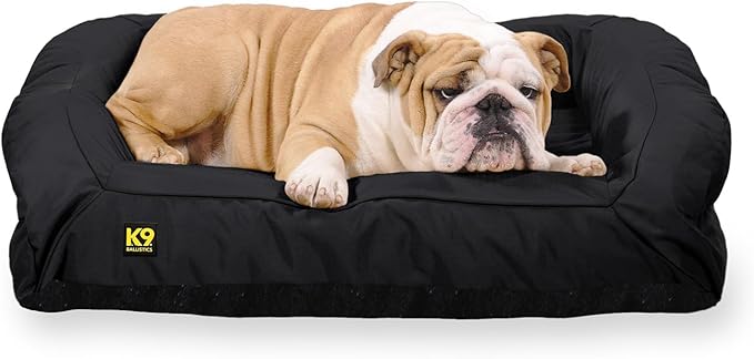 K9 Ballistics Tough Bolster Nesting Pillow Sofa Dog Bed with Removable Washable Cover - Durable, Water Resistant with Nonskid Bottom - Medium, Titanium Premium Finish