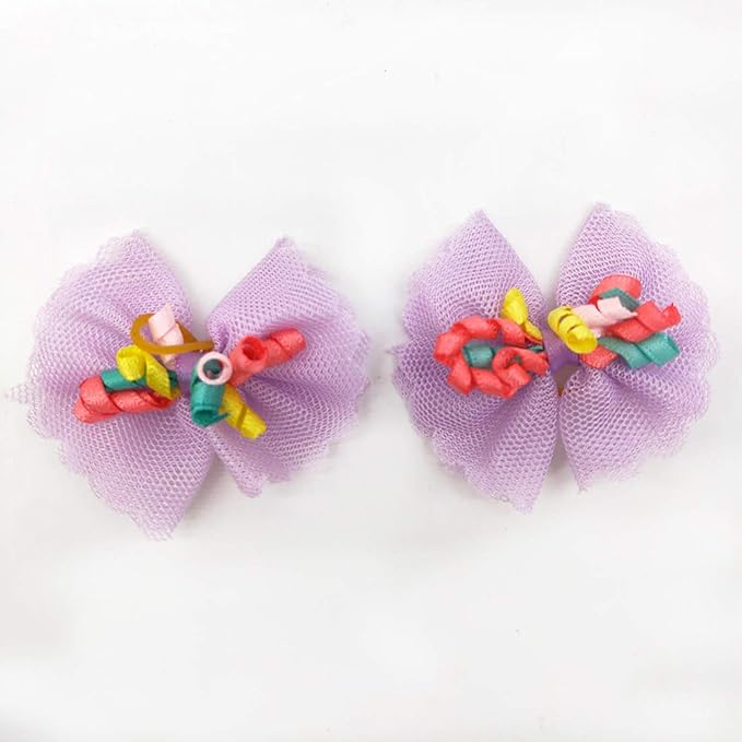 Sufermoe 32 Pcs Multicolored Dog Hair Bows with Rubber Bands, Hair Grooming Top Knots Pet Hair Accessories for Pet Cat Dog