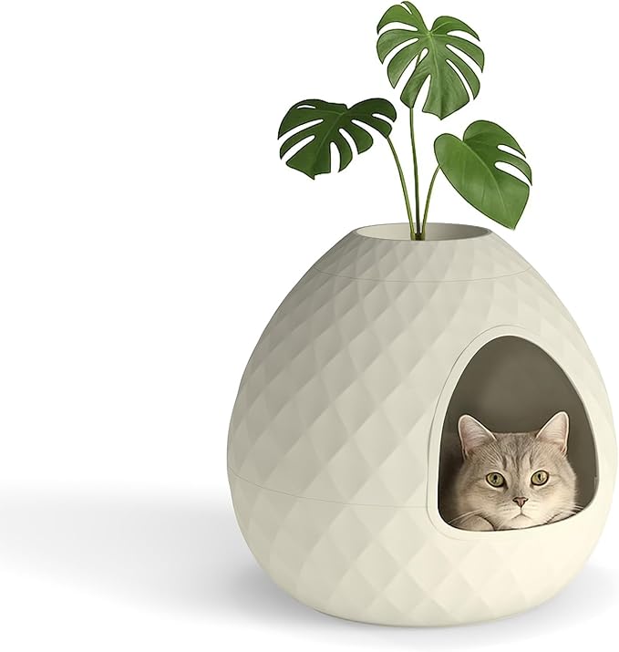 Hidden Cat Litter Box Enclosure with Removable Planter Top Plant Litter Box Hidden Litter Box Vented for Odor Control Multi-Functional for Living Room Indoor,Classic White