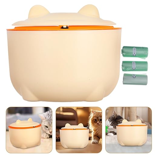 Cat Litter Trash Can with Lid and Odor Seal, Portable Mini Waste Bucket with 90 Garbage Bags, Plastic Airtight Pet Poop Disposal Bin for Bathroom and Home Use