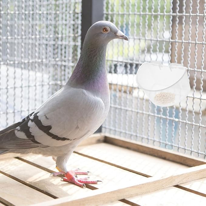 6Pcs Large Plastic Feeding and Water Cups for Pigeon Cage, Thickened Half-Round Bird Feeders and Watering Supplies for Pigeon and Bird Cage Use