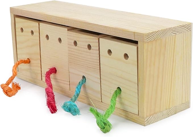 Litewoo Bird Foraging Feeder Toy Training Intelligence Box Wooden for Parrot Budgie Parakeet Cockatiel Conure African Grey Cockatoo Amazon Finch Canary
