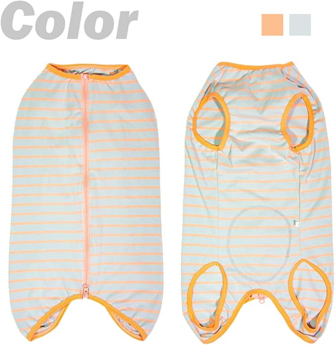 Dog’s Recovery Suit Post Surgery Shirt for Female Male Dog, E-Collar Alternative Wound Protective Clothes (Grey orange-5xl)