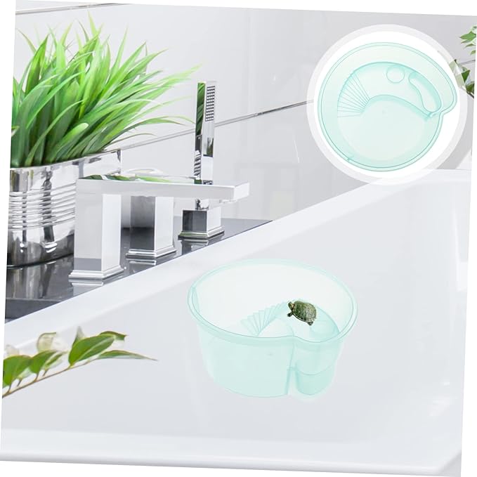 Yardwe Indoor Turtle Breeding Container Small Fish Tank with Basking Platform Turtle Aquarium for Breeding and Resting Smooth Surface for Easy Cleaning