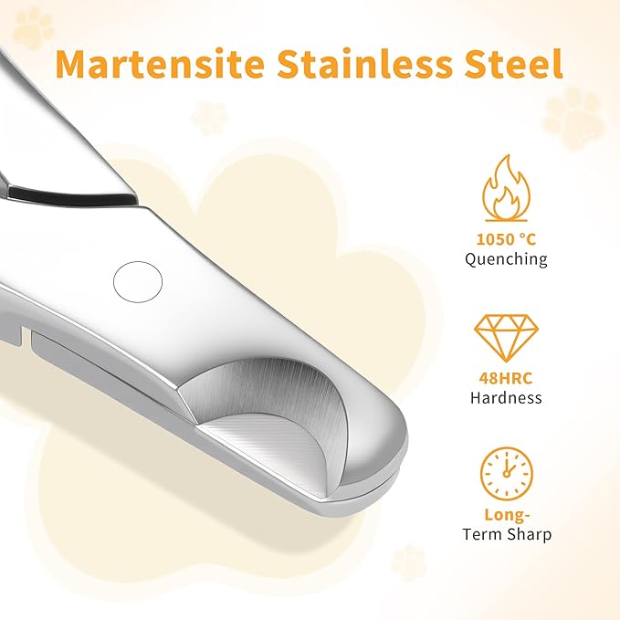 Professional Dog Nail Clippers Cat Nail Clipper with Built-in Spring, Large Opening Design, Nail File, for All Dogs and Cats with Thick Toenails