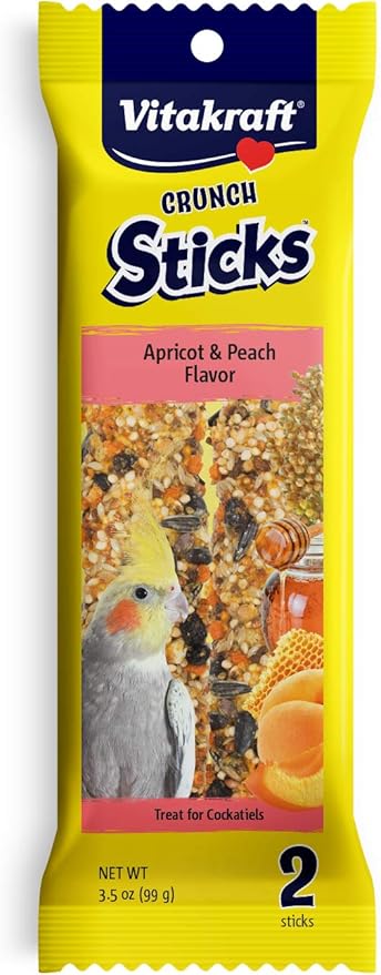 Vitakraft Crunch Sticks Apricot & Peach Flavor Cockatiel Treat (2 Sticks), 3.5 oz