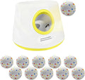 Automatic Dog Ball Launcher for Small/Medium Dogs - Small Silent Design, 3 Distance Settings (20ft/33ft/46ft), Rechargeable, 10 Durable 2.3" Balls Included (Dog Ball Launcher-Yellow)