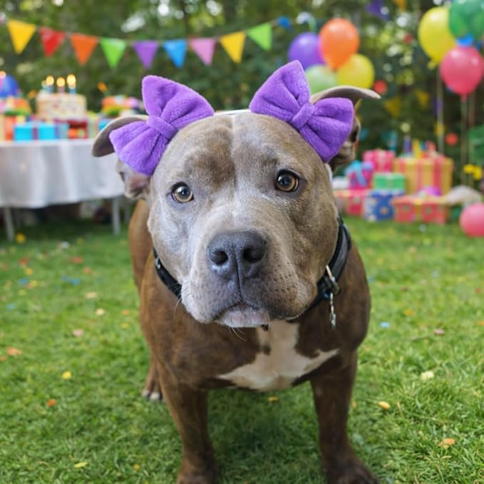 Double Bow Dog Headband 3 Pack, Elastic Doggie Headbands for Small & Medium Dogs, Puppy Bow Hair Accessories for Grooming, Photos, Parties & Holidays