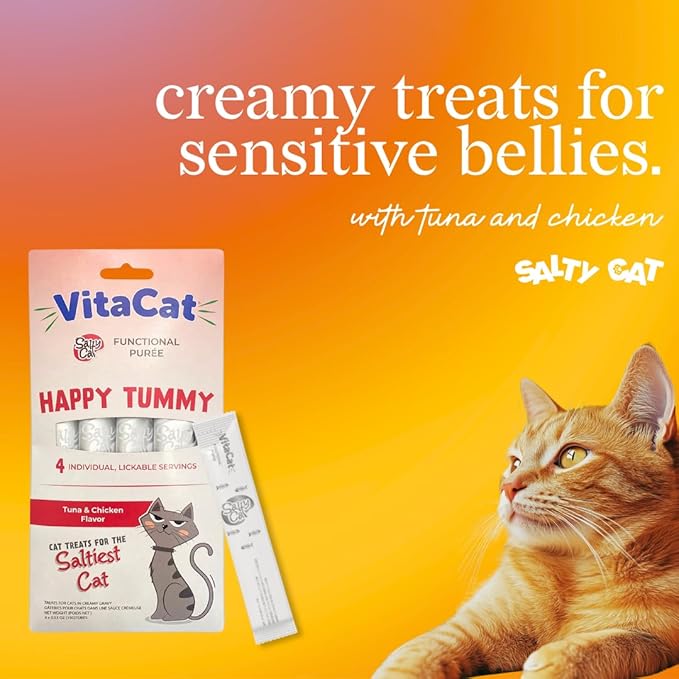 Salty Cat Happy Tummy Natural Tuna & Chicken Functional Tube Treats for Cats (12 Packs)