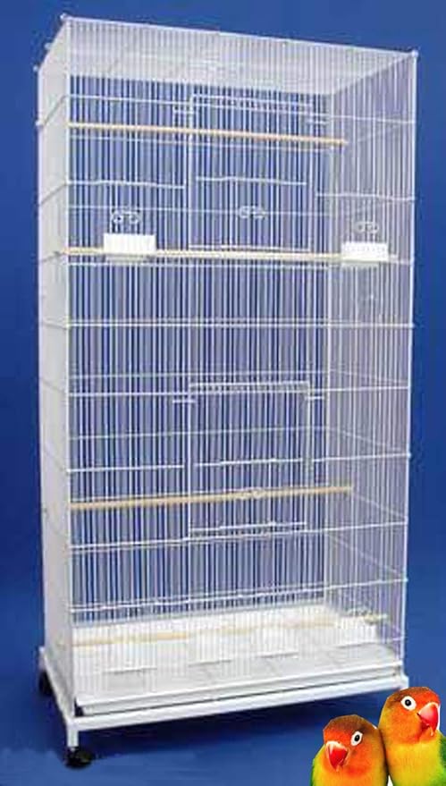 55" X-Large with Tight 3/8-Inch Bar Spacing Multiple Flight Bird Aviary Budgie Canary Finch Breeding Cage with Removable Rolling Stand