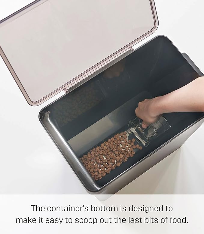 YAMAZAKI Home Tower Airtight Pet Food Storage Container - Cat And Dog Food Holder Bin With Transparent Lid And Handle - Large - Polypropylene - 15 Lbs., 3.2 Gallons, 12 Quarts