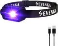 SEVENKA 2in1 UV Headlamp Flashlight Black Light & White Light, Rechargeable LED Hands Free Blacklight 395nm, Mini Ultraviolet Head Lamp, Pet Urine Detector for Dog/Cat Urine Stains, Bed Bug, Scorpion