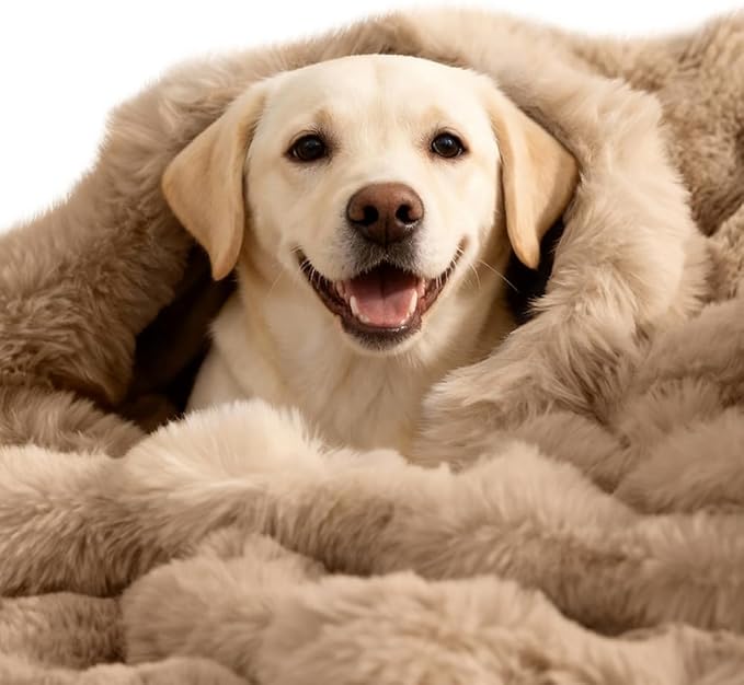 Dog Blanket Self-Warming Throw for Medium & Large Dogs, Dual-Side Sherpa Plush, Thick Crate Bed Cover & Car Seat Mat, Anti-Static Machine Washable No Shrink, 39x30 Inch Coffee