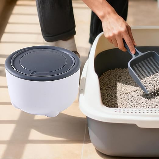 Cat Litter Trash Can Pet Bin,Lightweight,Portable,Sturdy,Garbage Can with Press Type Lid Pet Accessories, Gray