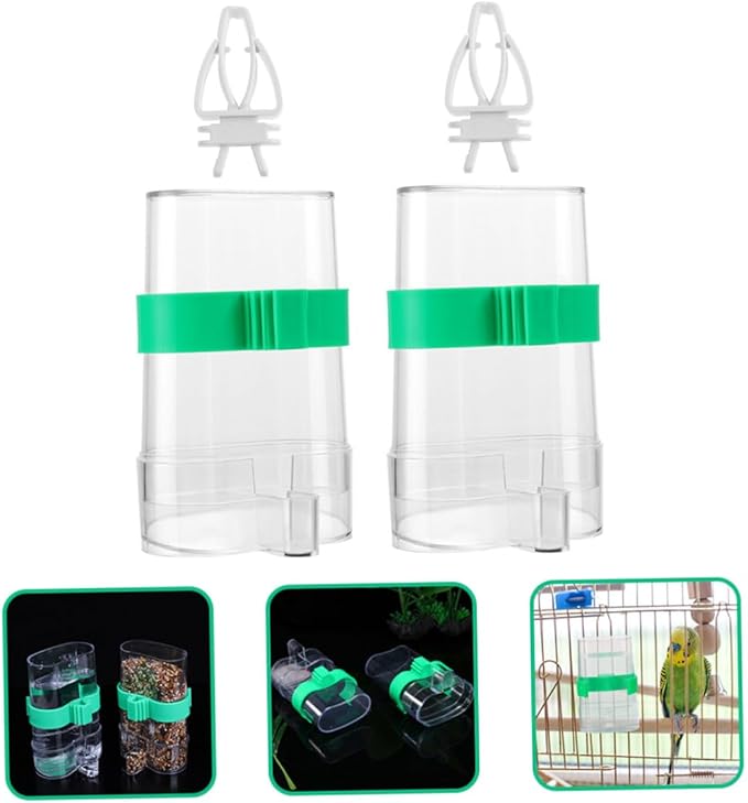 Homoyoyo Multi-Function Plastic Parrot Feeder and Bird Vegetable Clips Set 4pcs Household Bird Feeding and Watering Supplies for Cage Parrots and Small
