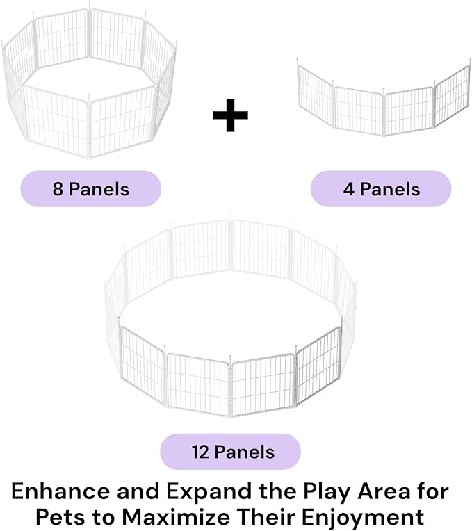 SunsGrove Indoor Dog Playpen, 24 Inch 4 Panels Puppy Play Pen for Indoors, Easy Setup Anti-Rust Pet Fence, White