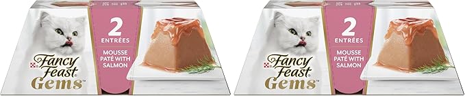 Fancy Feast Gems Pate Cat Food Mousse with Salmon and a Halo of Savory Gravy Cat Food - 4 oz. Boxes,(Pack of 16)