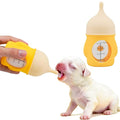 Puppy Nursing Bottle Medium/Large 80ml, Silicone Nipple Feeding Bottle for Newborn Puppies (2–6 Weeks), Yellow