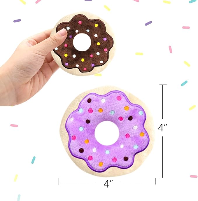 CiyvoLyeen 6 Pack Donut Cat Catnip Toys Kitten Chew Knickknack Sprinkles Interactive Pillows Teeth Grinding Catmint Plush Plaything Kitty Birthday Ideas Supplies 4 Inches