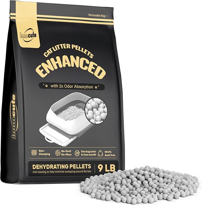 Enhanced Cat Litter Pellets 9 lbs, Long-Lasting Odor Control, Generic Litter Pellets Refills Exclusively for Dual-Layer Litter Box Systems, Zeolite, Non-climping, Not Low-Tracking