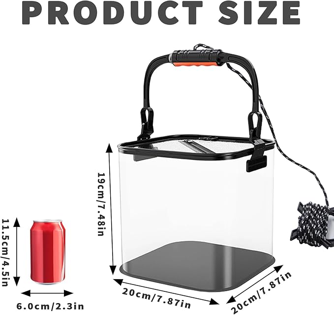 Foldable Aquarium, Portable Fish Tank, Fish Transport Container, EVA Fish Bowl, Beginner Tank, Catch and Release Aquarium for Beach, Pool and Lake