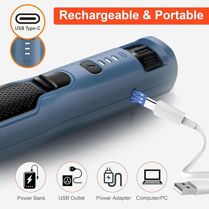 7-Speed Dog & Cat Nail Grinder with Light - Ring LED Safe to Avoid Overcut, Quiet Low Vibration & Powerful Fast, Cordless Rechargeable Toenail Trimmer for Small & Large Puppy Paws