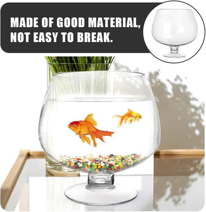 POPETPOP Transparent Multi-Function Betta Tank Decorative Desktop Aquarium for Plants Vase for Home Office Decor Unique Design