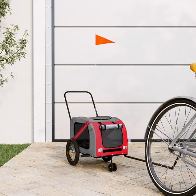 Pet Bike Trailer for Small Dogs, Durable Oxford Fabric with Weatherproof & Scratch-Resistant Design, Zippered Doors and Mesh Windows for Safe Outdoor Rides