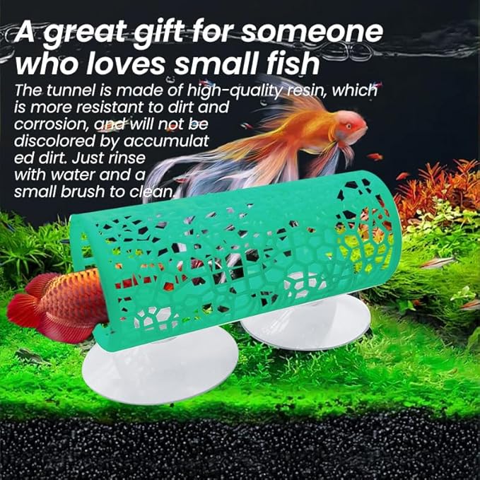 Betta Fish Hammock with Suction Cup - Plastic Aquarium Hideout & Resting Leaf for Betta Fish Tank, Decorative Shelter to Reduce Stress, Easy to Install (Rose Red)