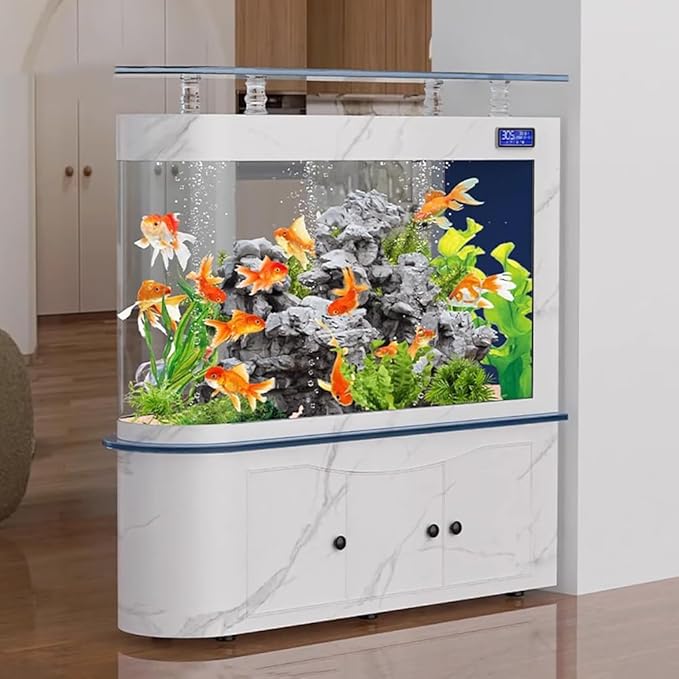 68 Gallon Aquarium Fish Tank,LCD Screen,Large Glass Fishbowl,Bottom Filtration,Heavy Duty Glass Aquarium Kit,Ultra-High-Definition Glass,Screen Display Fish Tan,E