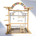 Bird Play Stand with Beads & Swing for Parrots | Multi-Level Natural Wood Stand | Perfect for Parakeets, Cockatiels & Small Parrots | Engaging Bird Perch & Toys