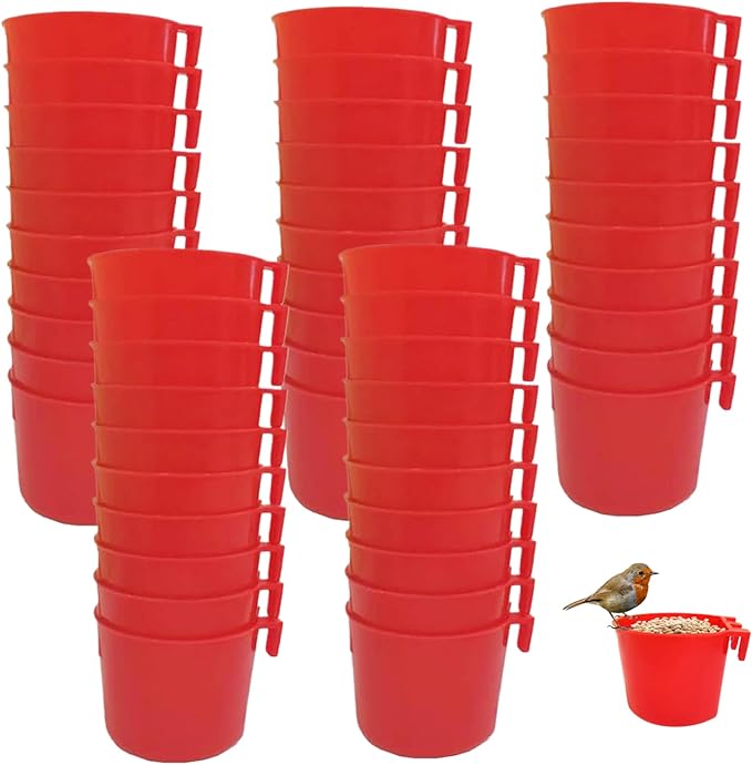 Gamefowl Rooster Supplies, 50PCS Plastic Pigeon Feeder, Hanging Chicken Feeder, Easy to Remove Bird Feeding & Watering Supplies for Pet Parrot Parakeet Poultry