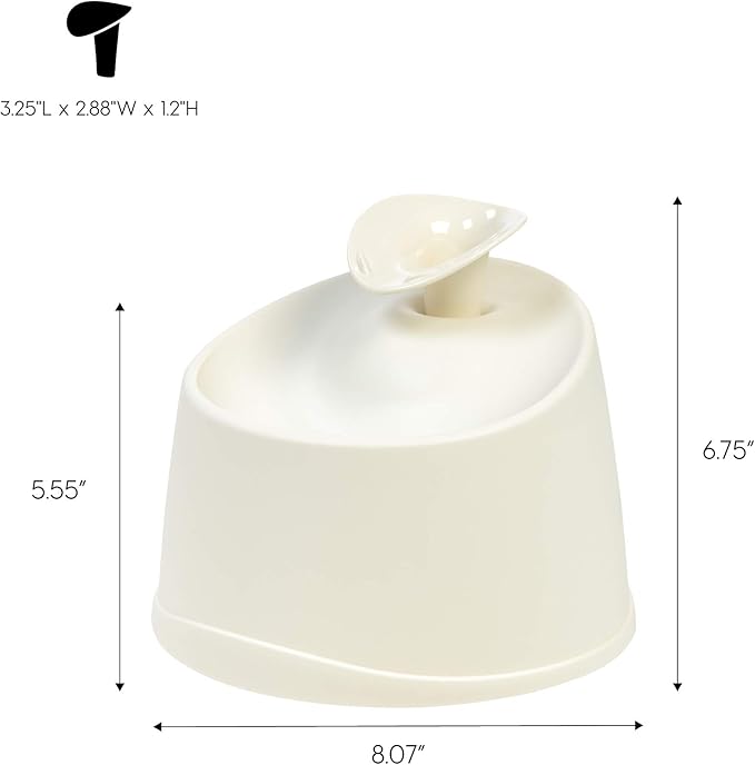 IRIS USA Cat Water Fountain, 44oz / 1.3L, Kitty Spout, Dog Fountain Water Bowl, Silent and Replaceable Charcoal Filter, White