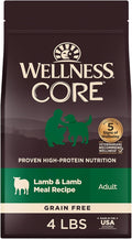 Wellness CORE Adult Dry Dog Food, Grain Free Kibble, Natural, High Protein, Lamb Recipe, 4 lb Bag