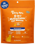 Zesty Paws 8-in-1 Multivitamin Cat Vitamins & Supplements Mousse - Cat Vitamins for Indoor Cats - Healthy Treat Squeeze Up for Gut, Immune, Heart, Skin & Coat Support - Chicken 14ct