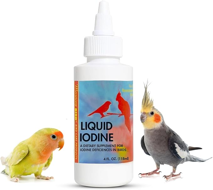 Morning Bird Liquid Iodine for Birds 4 fl oz – Iodine Mineral Supplement – Supports Feather Growth, Molting, Energy & Healthy Thyroid Function – Easy-to-Use Drops