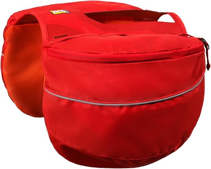 Ruffwear Palisades Dog Backpack, Multi-Day Pack with Removable Saddlebags, Breathable Adjustable Harness, Reflective Trim, Red Currant, Small
