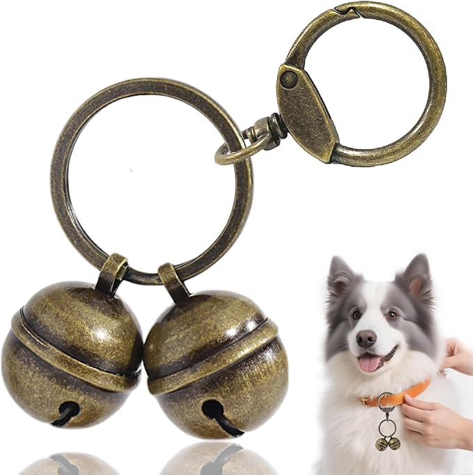 Copper Dog Bells for Collars with Quick-Release Clasp - Audible Safety Trackers for Medium to Large Dogs, Outdoor Collar Accessories(Bronze)