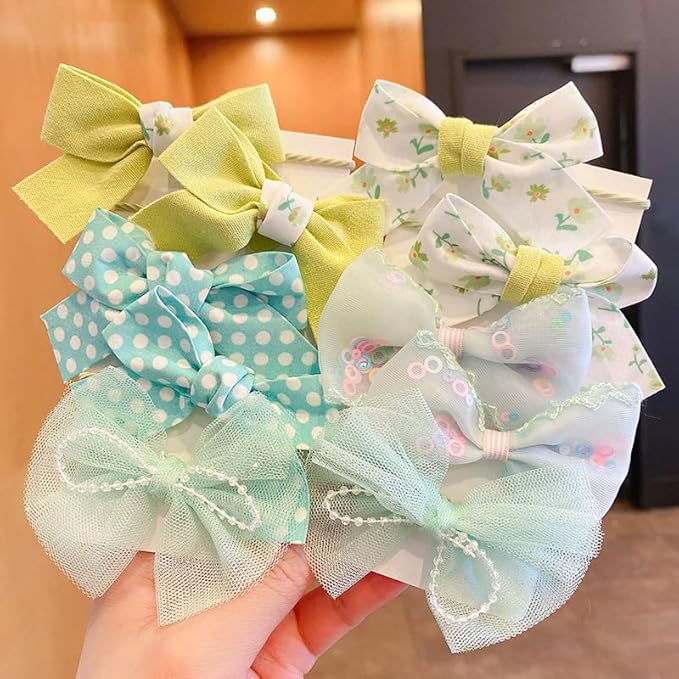 Small Dog Hair Bows, 20 Pack Handmade Bowknot Set, Green and Mint Mix Styles for Yorkie Grooming