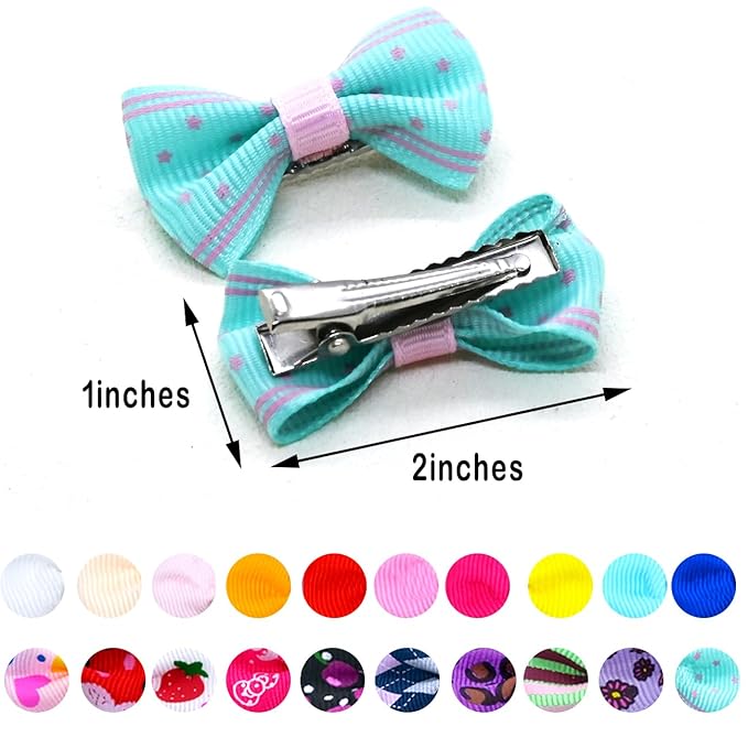 Dog Hair Bows with Clips 2Inch Girl Small Dog Apparel Accessories for Pet Puppy Cat Kitten Rabbit Hair Bows Clips 40PCS